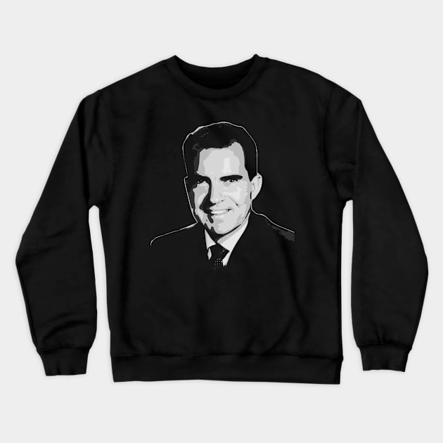 Richard Nixon Black and White Crewneck Sweatshirt by Nerd_art